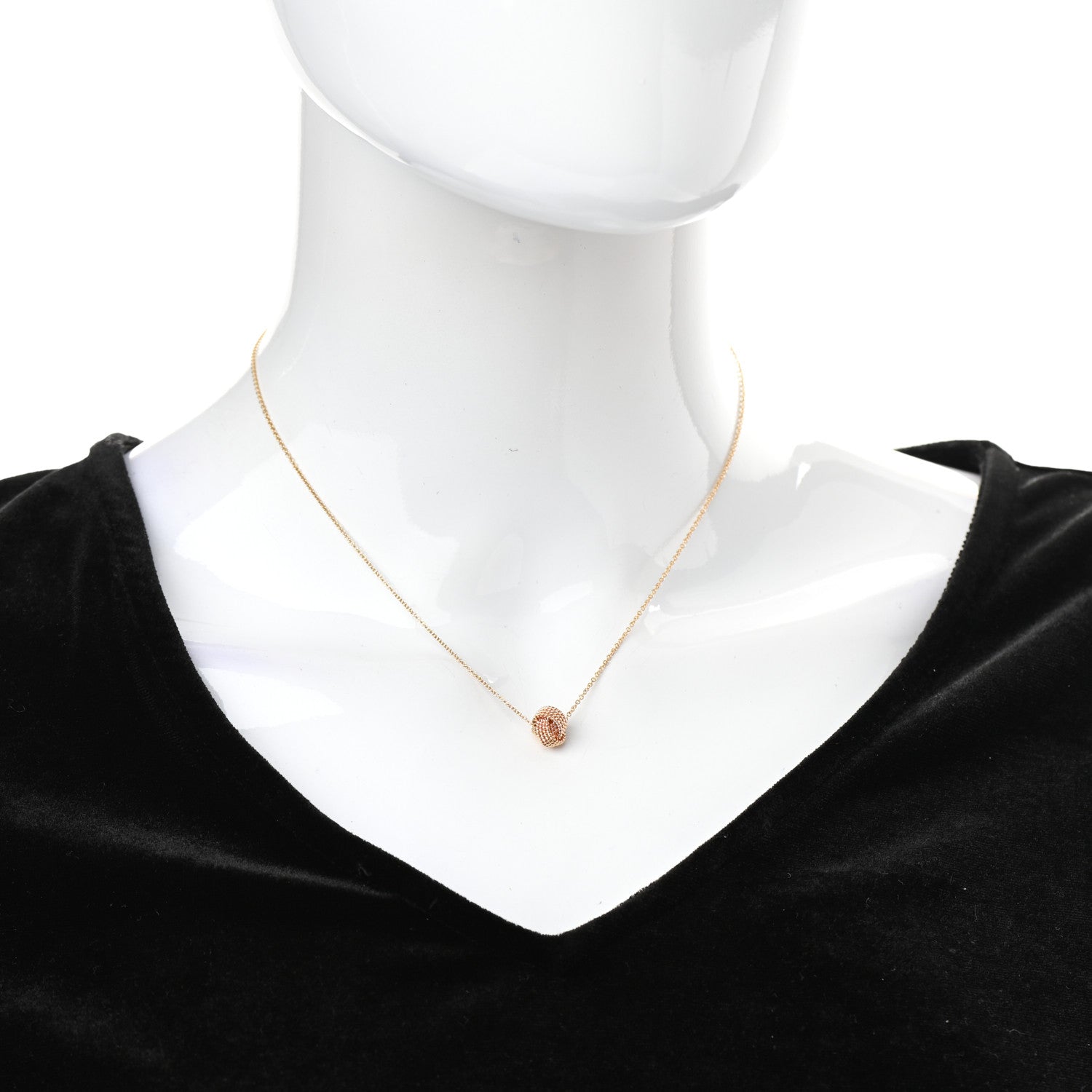 Tiffany 18K Rose Gold Twist Knot Pendant Necklace 2 of 5