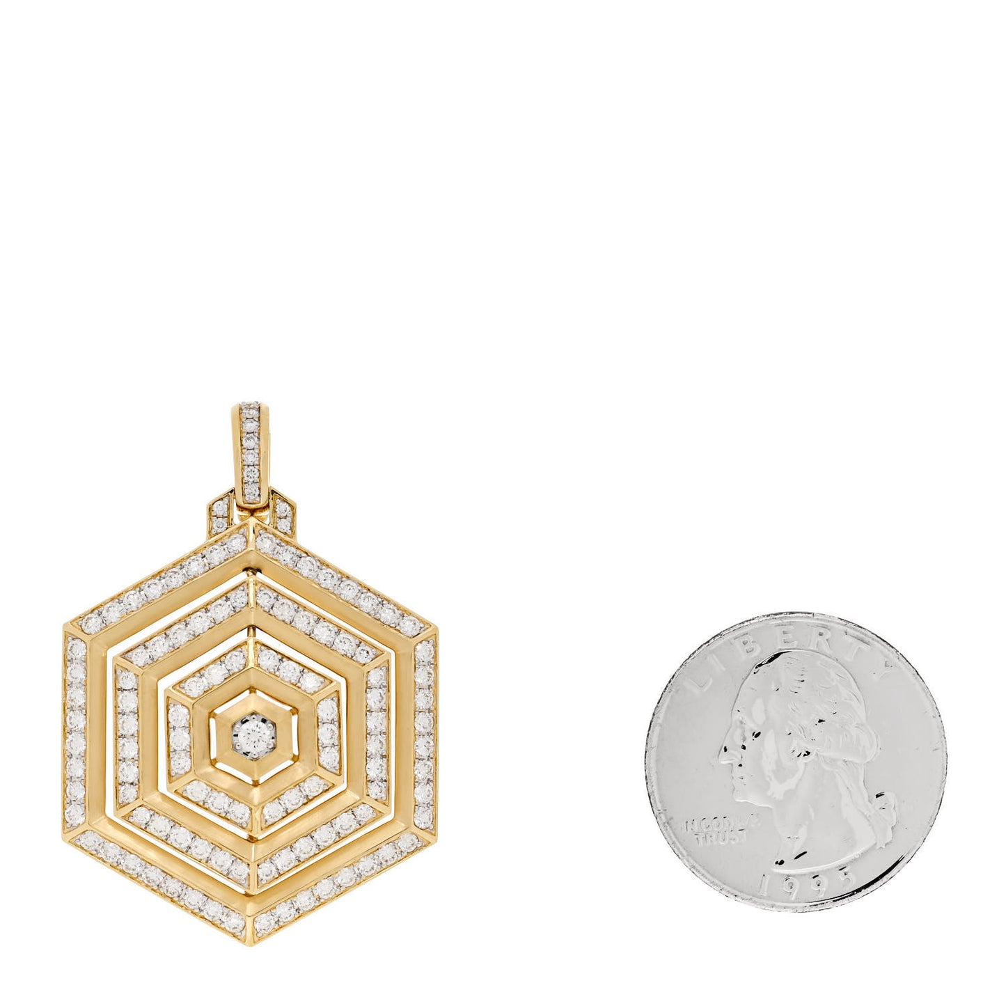 18K Yellow White Gold Diamond 37mm Large Carlyle Pendant