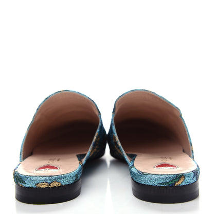 Gucci Iridescent Brocade Womens Princetown Slippers 38.5 Azure Multicolor Oro 7 of 11