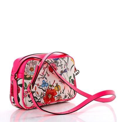 Gucci Canvas Flora Floral Shoulder Bag White Fuchsia Fluo 3 of 10
