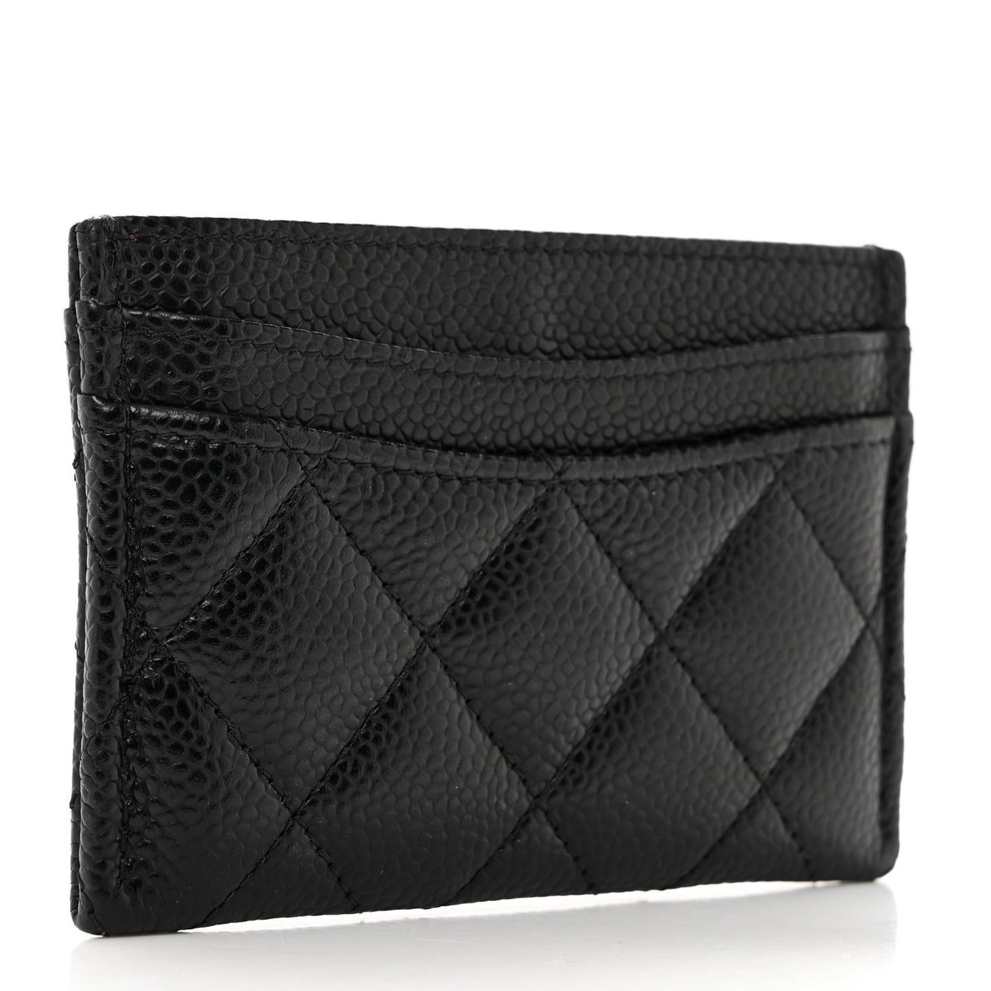 Caviar Quilted Card Holder Black
