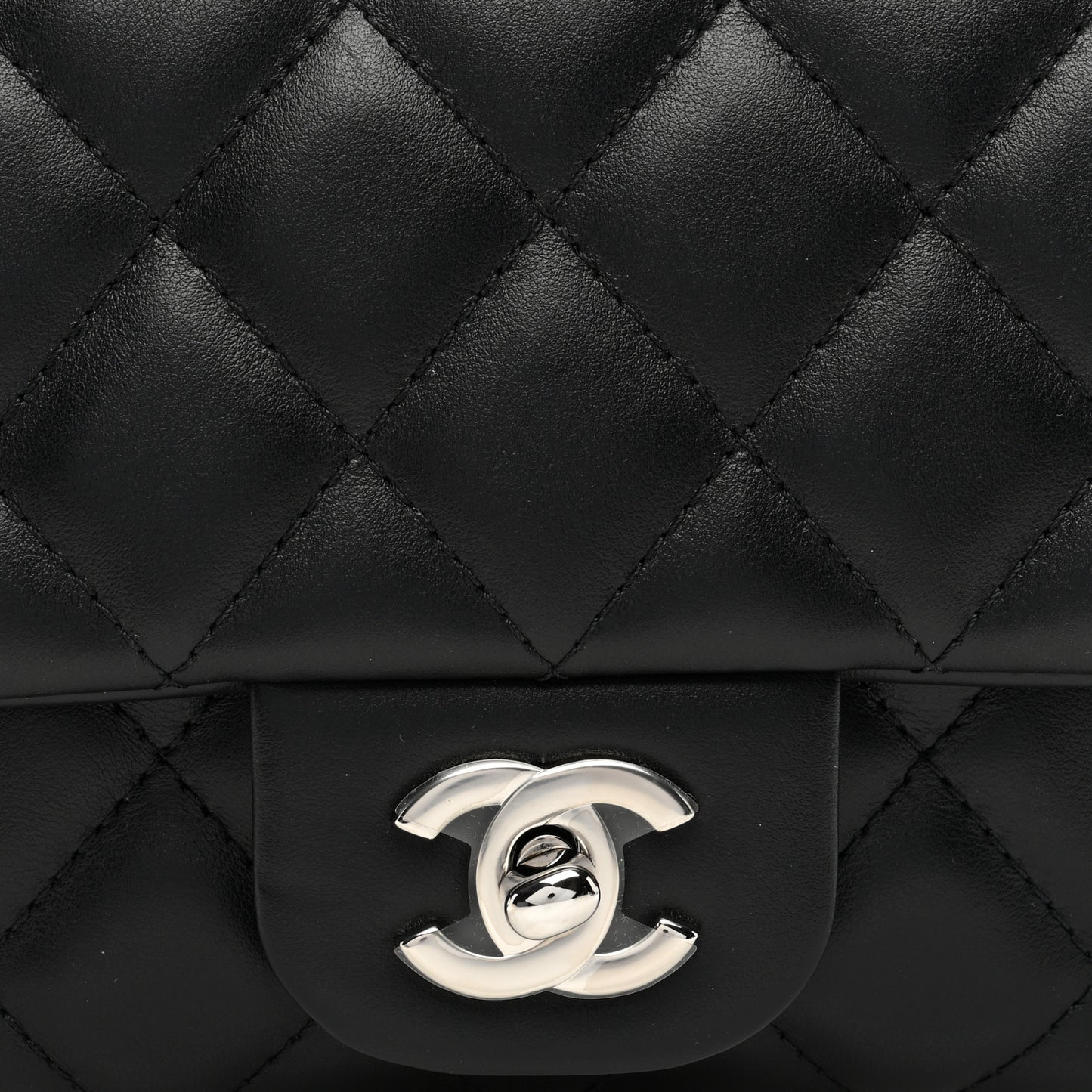 Calfskin Quilted CC Uniform Flap Belt Bag Black