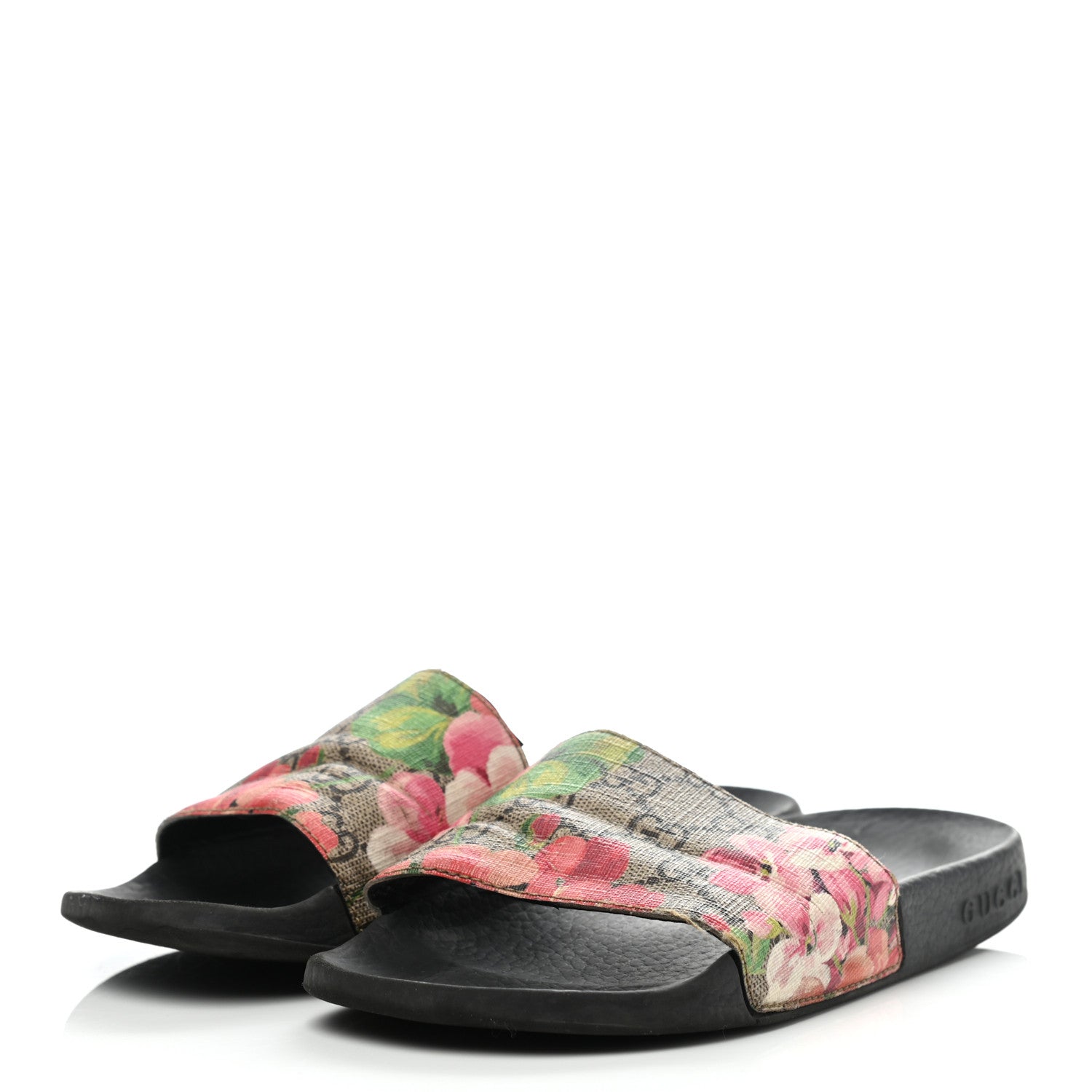 Gucci GG Supreme Monogram Blooms Slide Sandals 35 Beige Multicolor 3 of 10