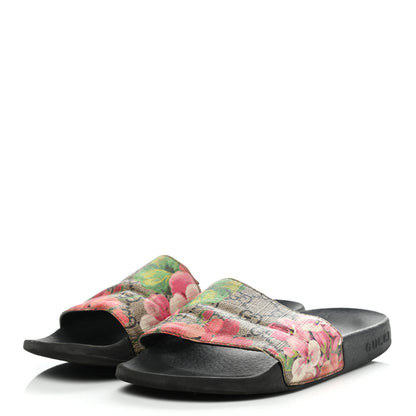 Gucci GG Supreme Monogram Blooms Slide Sandals 35 Beige Multicolor 3 of 10