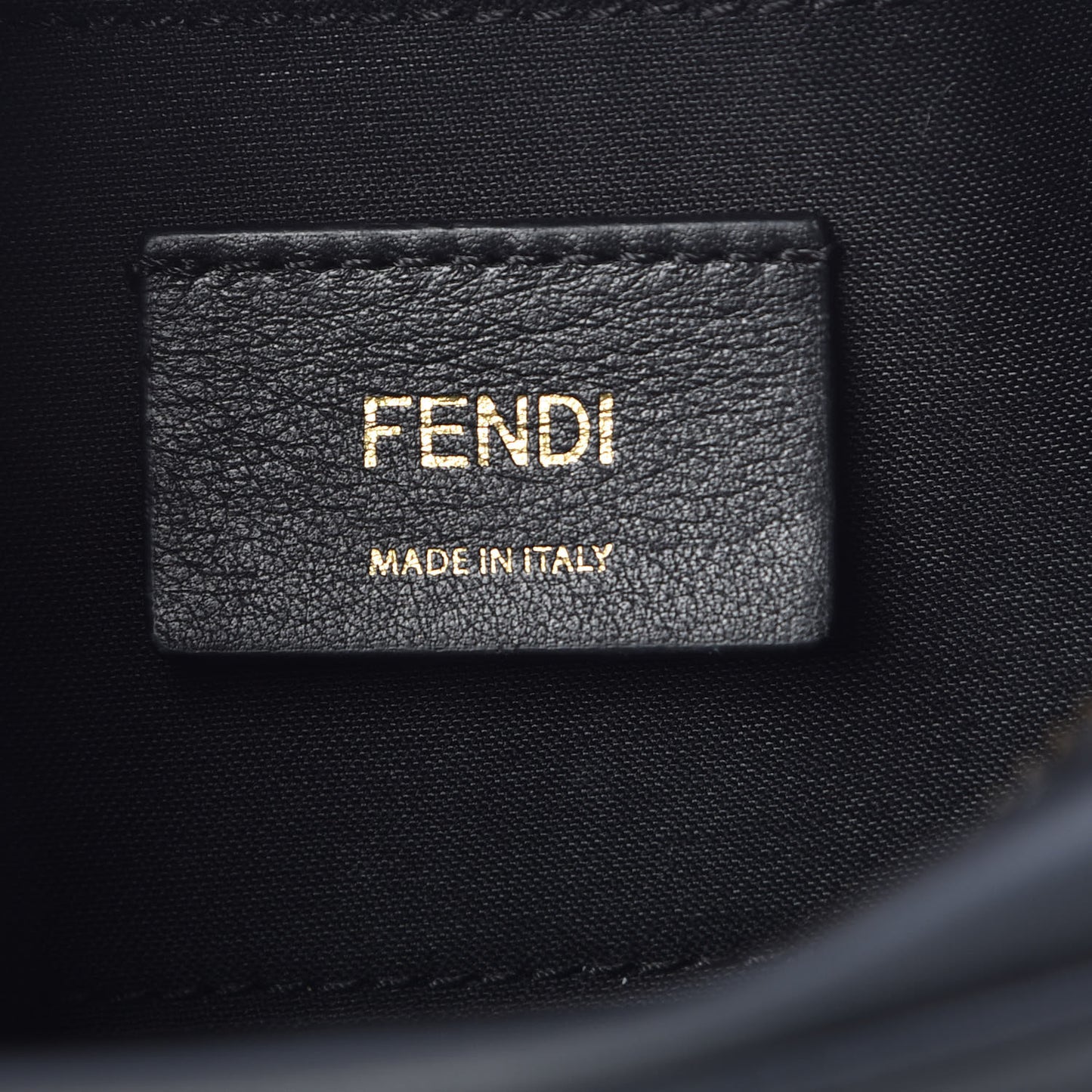 Glazed Fabric Vitello Century F is Fendi FF 1974 Stamp Patch Camera Case Mogano Panna Black