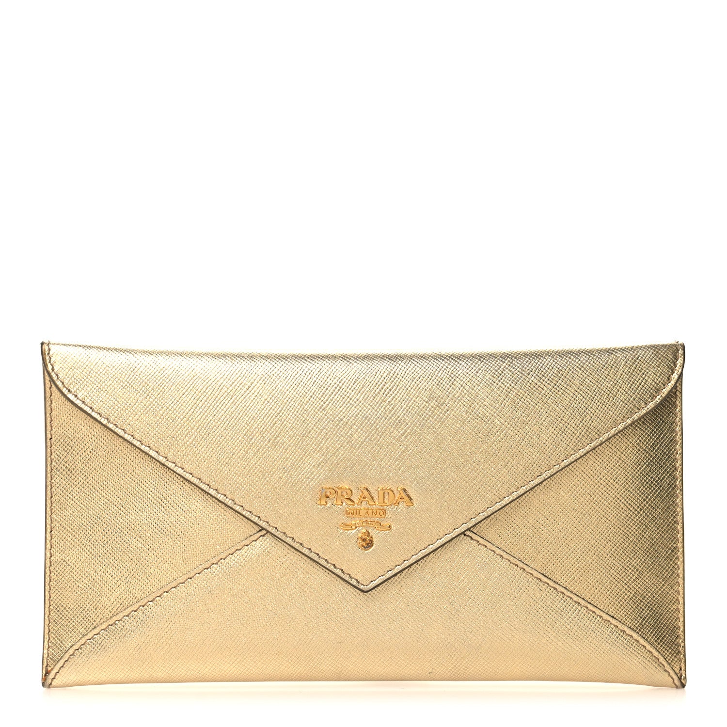 Prada Saffiano Metal Envelope Wallet Platino 1 of 10