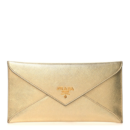 Prada Saffiano Metal Envelope Wallet Platino 1 of 10