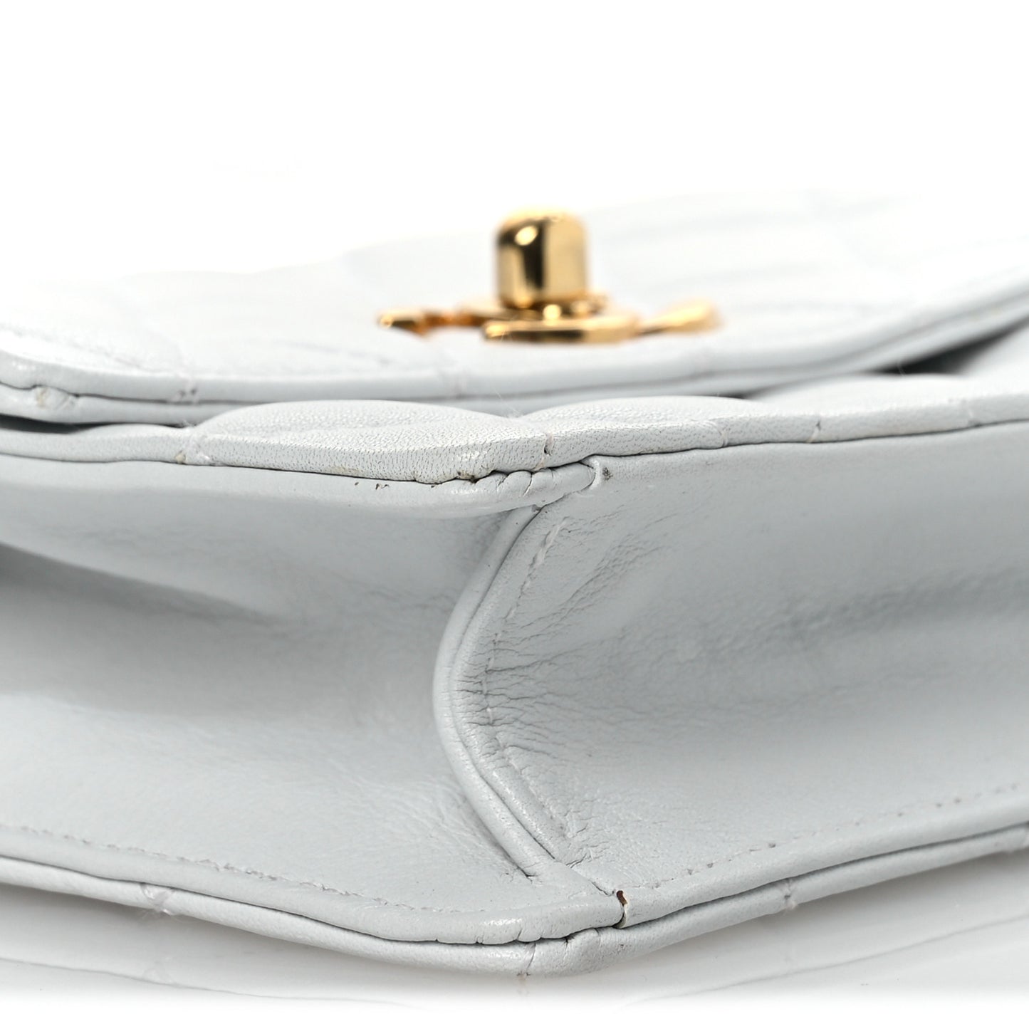 Lambskin Quilted Flap Waist Belt Bag 75 30 White