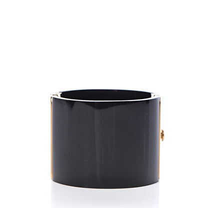 Chanel Resin CC Cuff Bracelet Black Gold 3 of 5