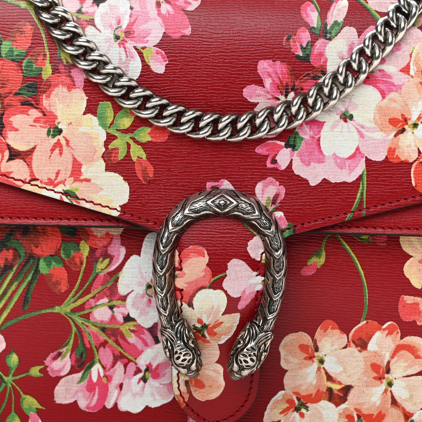 Calfskin Blooms Print Medium Dionysus Shoulder Bag Romantic Cherry Multicolor