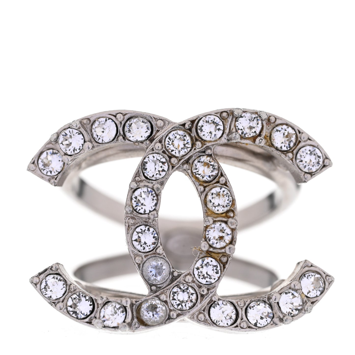 Metal Crystal CC Ring 50 5.25 Silver