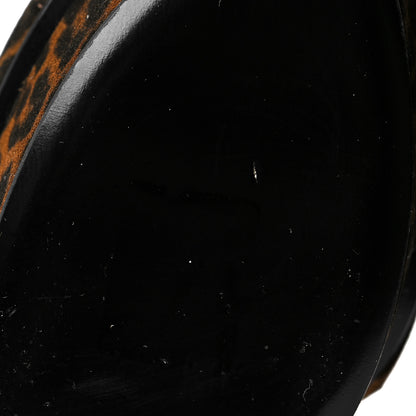 Saint Laurent Suede Leopard Print Tribute Platform Sandals 38.5 Brown 7 of 10