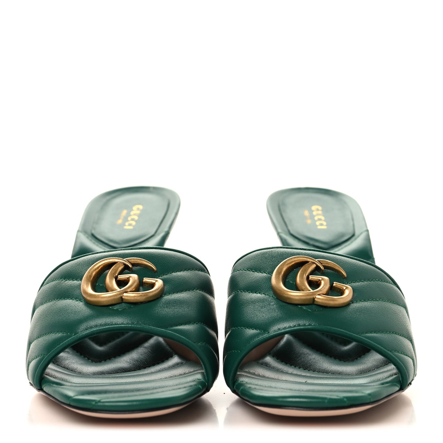 Nappa Matelasse GG Marmont 75mm Slide Sandals 41 Emerald