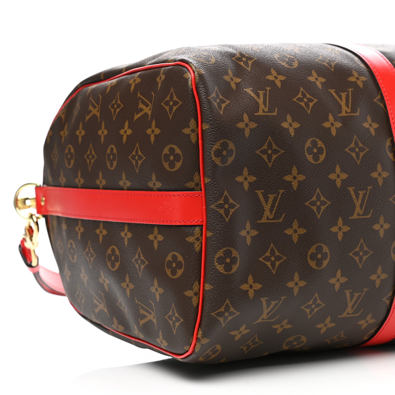 Louis Vuitton Calfskin Monogram Keepall Bandouliere 50 Coquelicot 9 of 10