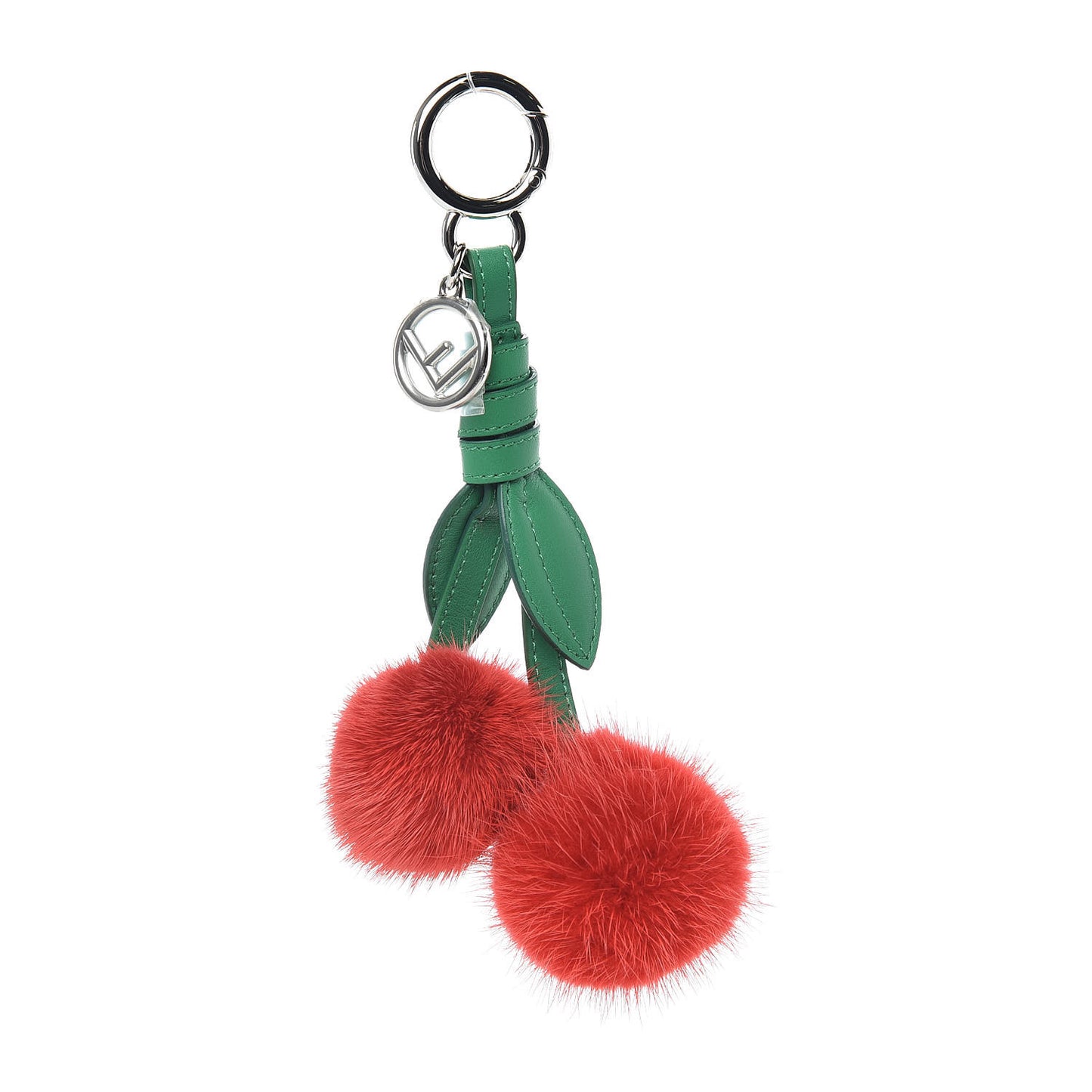 Mink Fur Vitello Dolce F is Fendi Cherry Bag Charm Strawberry Verde Band