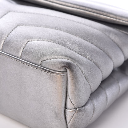 Saint Laurent Calfskin Y Quilted Monogram Small Loulou Chain Satchel Silver 10 of 15