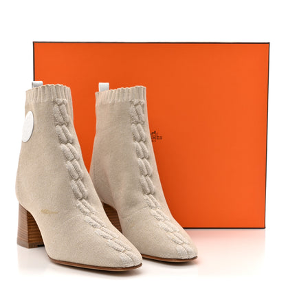Hermes Knit Calfskin Volver 60 Ankle Boots 38.5 Nocciola 10 of 10