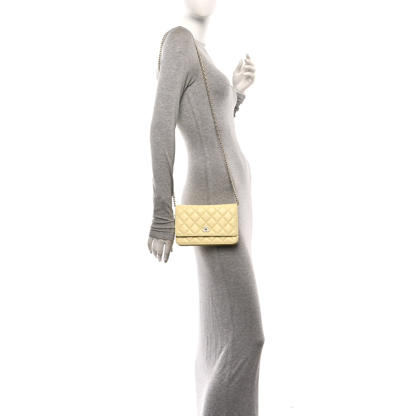 Caviar Quilted CC Turnlock Wallet On Chain WOC Light Yellow