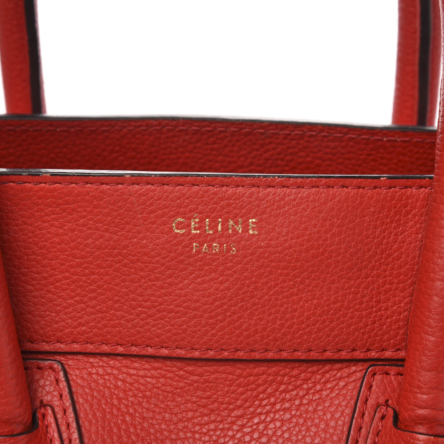 Celine Drummed Calfskin Mini Luggage Coquelicot 15 of 17