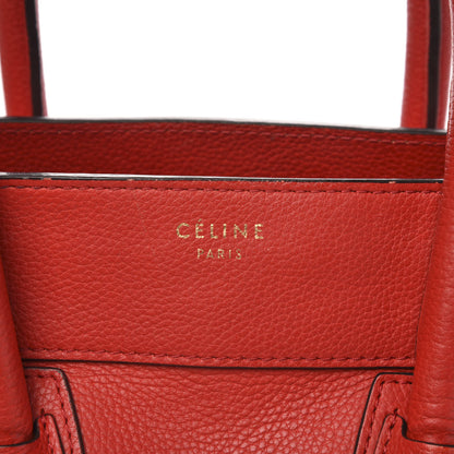 Celine Drummed Calfskin Mini Luggage Coquelicot 15 of 17