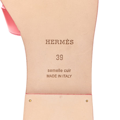 Hermes Box Calfskin Oran Sandals 39 Rose Boise 6 of 9