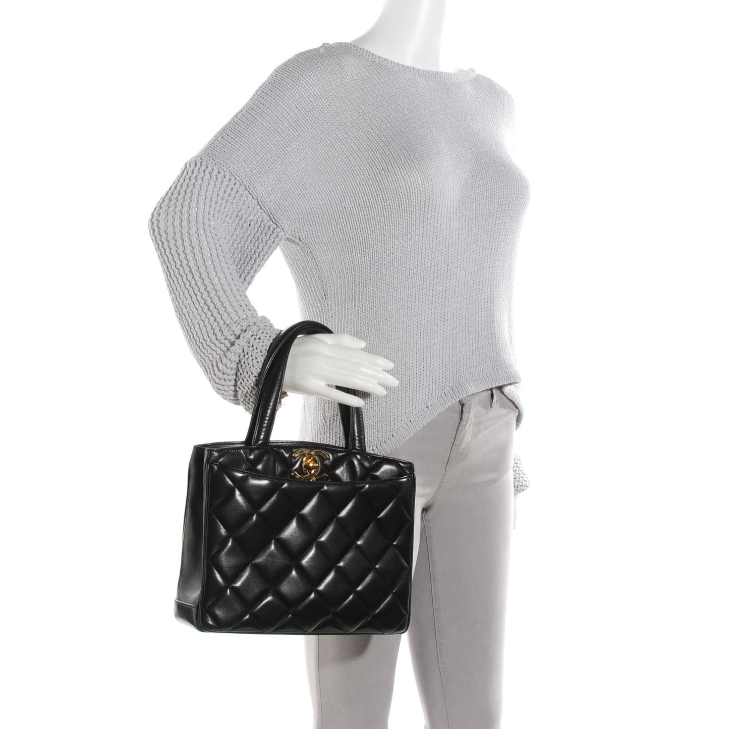 Lambskin Quilted Tote Black