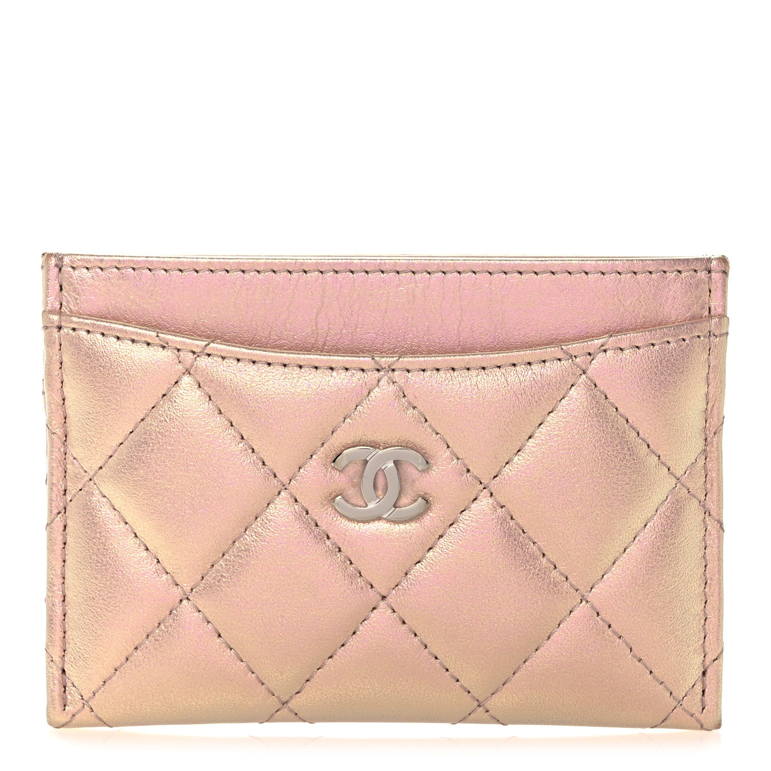 Chanel Iridescent Calfskin Quilted Card Holder Pink 1 of 10