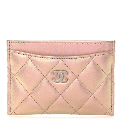 Chanel Iridescent Calfskin Quilted Card Holder Pink 1 of 10