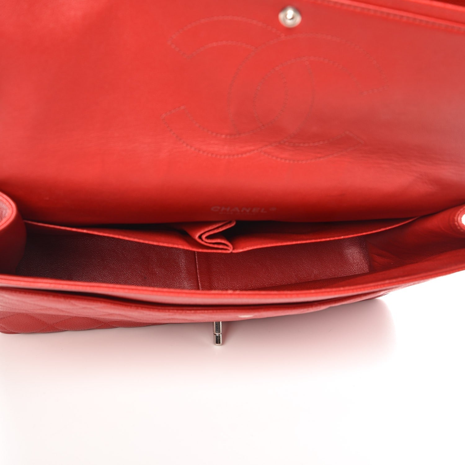 Chanel Caviar Quilted Maxi Double Flap Red 17 of 24