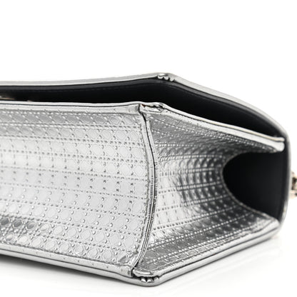 Christian Dior Metallic Patent Micro-Cannage Small Diorama Flap Bag Silver 9 of 9