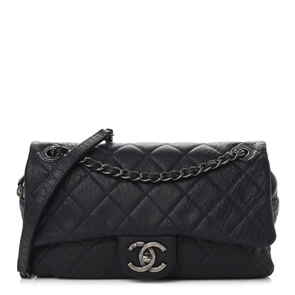 Chanel Sheepskin Quilted Medium Easy Flap Navy Blue 1 of 11