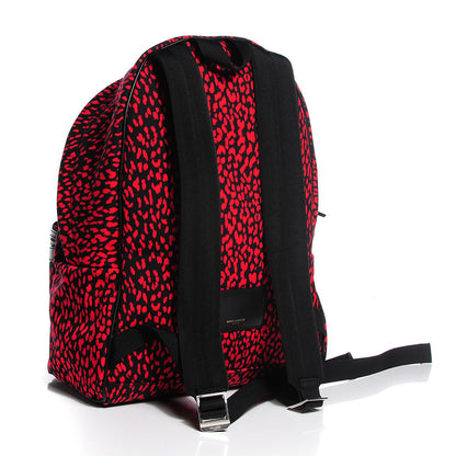 Saint Laurent Printed Canvas Leopard Hunting Backpack Red 3 of 9