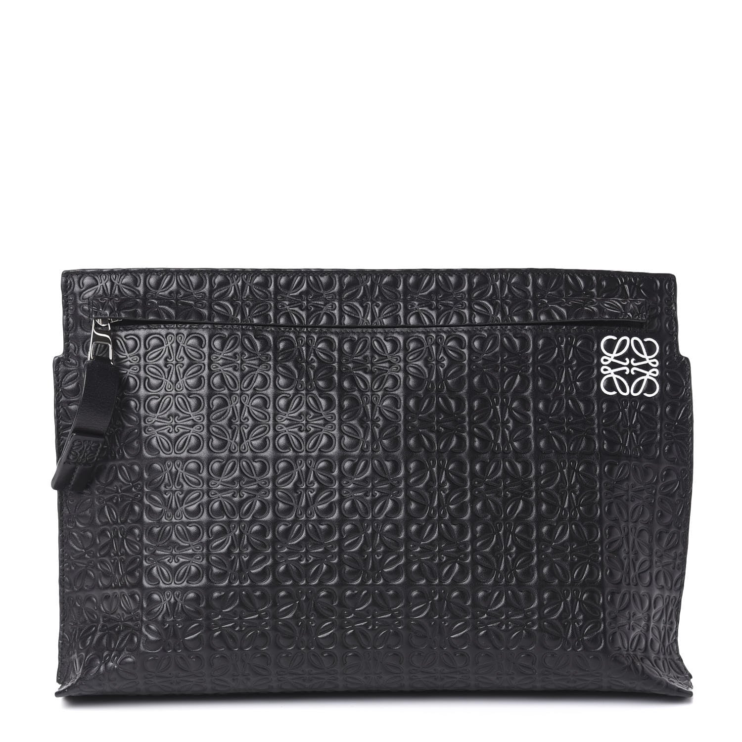Loewe Calfskin Embossed Repeat T Pouch Black 1 of 10