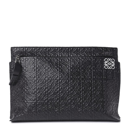 Loewe Calfskin Embossed Repeat T Pouch Black 1 of 10