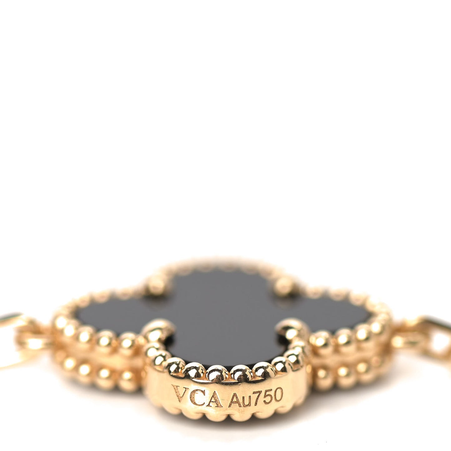 18K Yellow Gold Black Onyx 5 Motifs Vintage Alhambra Bracelet