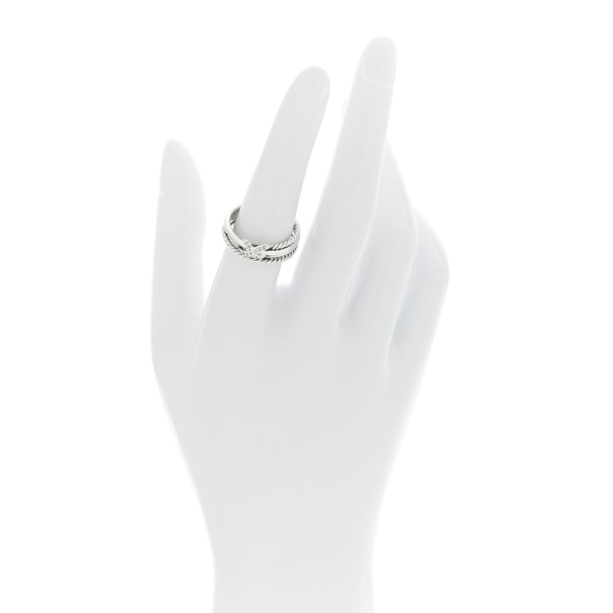 David Yurman Sterling Silver Diamond X Crossover Ring 54 6.75 2 of 4