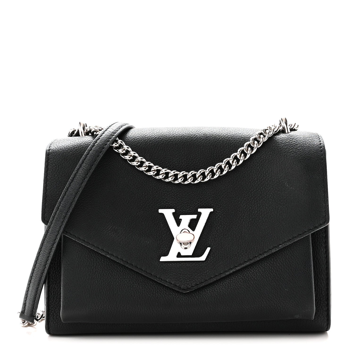 Louis Vuitton Soft Calfskin Mylockme Chain Bag BB  Black 1 of 9