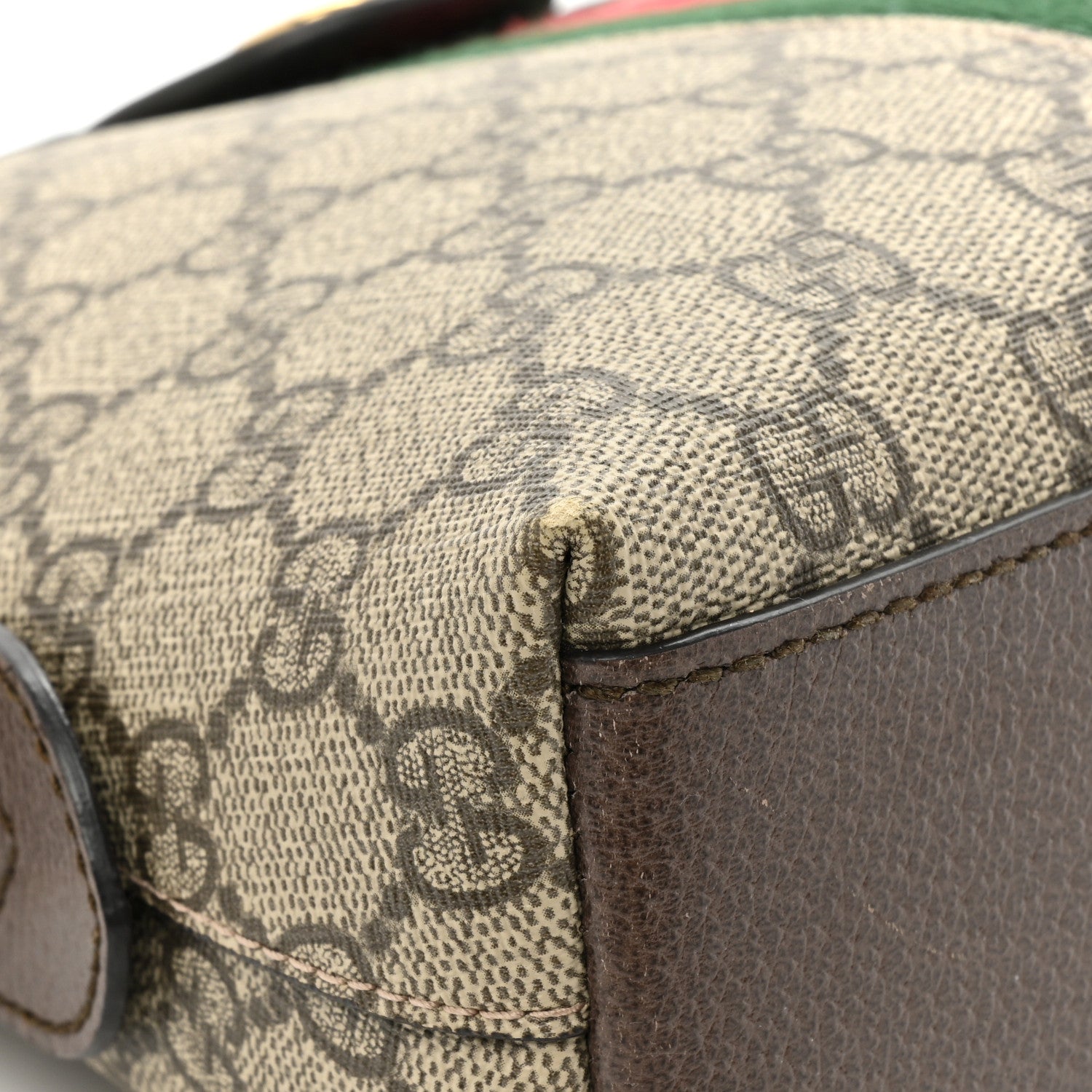 Gucci GG Supreme Monogram Textured Dollar Calfskin Web Small Ophidia Dome Shoulder Bag Beige Ebony New Acero 14 of 18