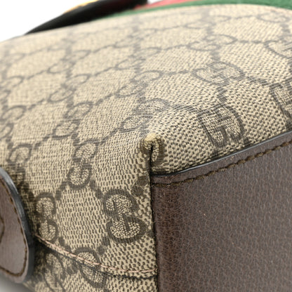 Gucci GG Supreme Monogram Textured Dollar Calfskin Web Small Ophidia Dome Shoulder Bag Beige Ebony New Acero 14 of 18