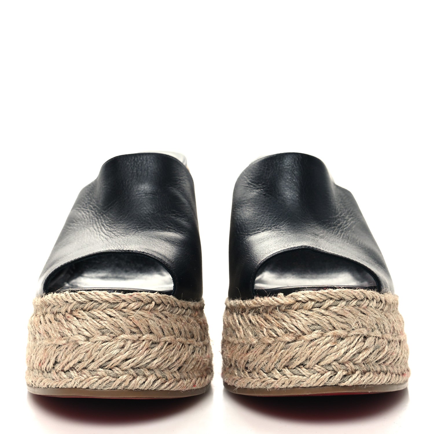 Christian Louboutin Calfskin Ariella Zeppa 130 Espadrille Sandals 40 Black Naturel 2 of 7