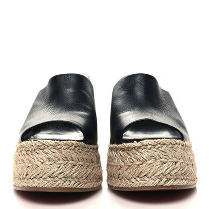 Christian Louboutin Calfskin Ariella Zeppa 130 Espadrille Sandals 40 Black Naturel 2 of 7