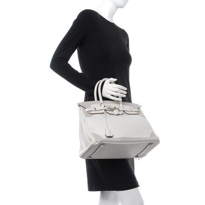 Hermes Swift Ghillies Birkin 35 White Gris Perle 2 of 34