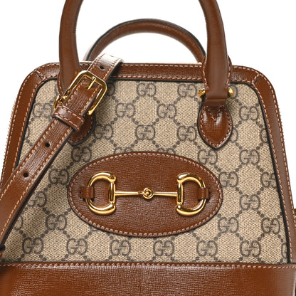 Gucci GG Supreme Monogram Azalea Calfskin Mini Horsebit 1955 Top Handle Bag Beige Ebony Brown Sugar 8 of 10