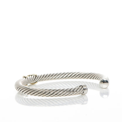 David Yurman Sterling Silver 14K Yellow Gold 5mm X Station Cable Bracelet 3 of 4