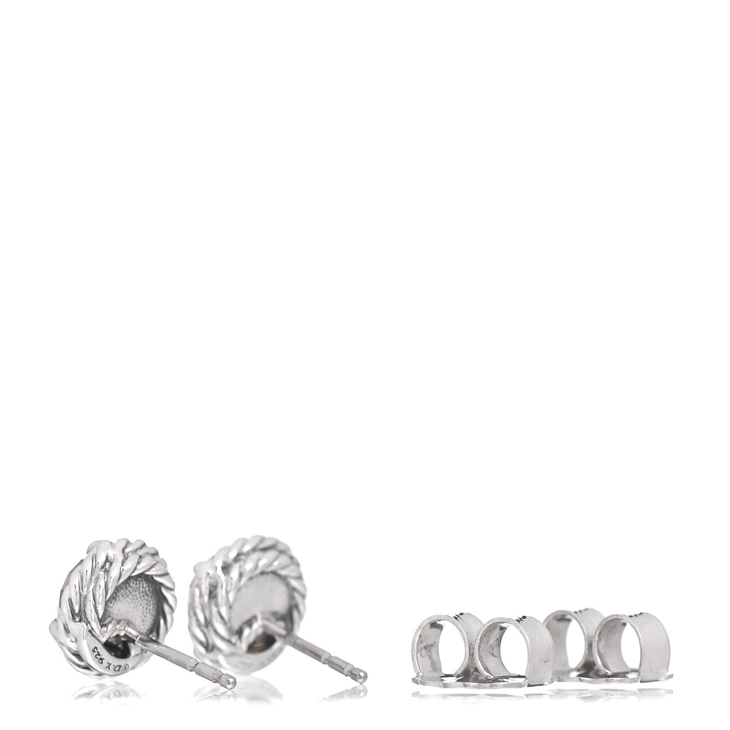 David Yurman Sterling Silver Citrine 8mm Chatelaine Earrings 3 of 4