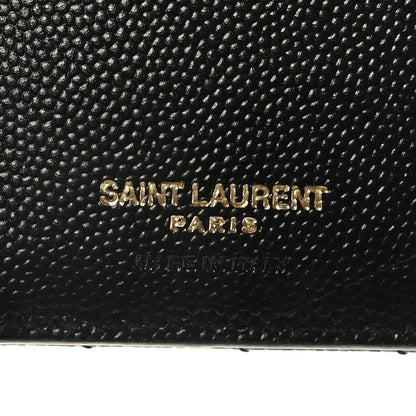 Saint Laurent Grain De Poudre Matelasse Chevron Small Monogram Passport Case Black 6 of 7
