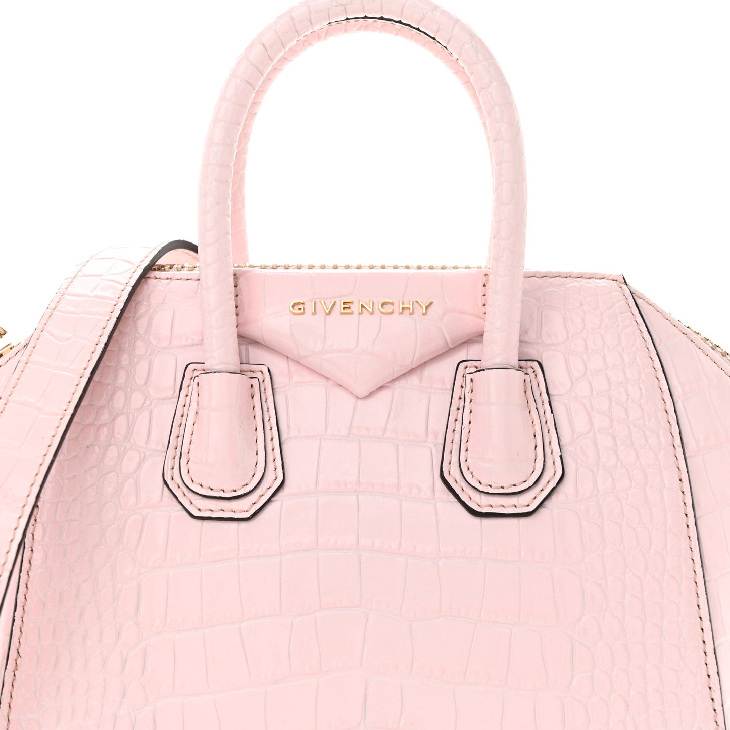 Calfskin Crocodile Embossed Mini Antigona Pink
