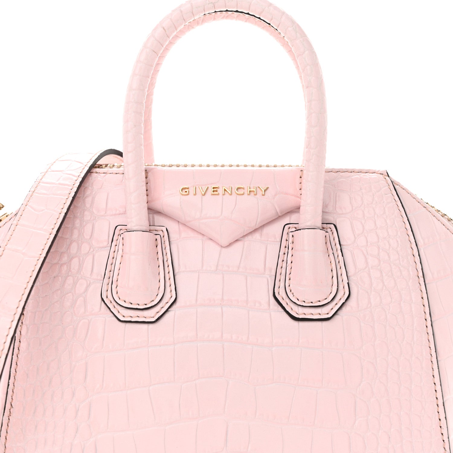 Givenchy Calfskin Crocodile Embossed Mini Antigona Pink 8 of 13