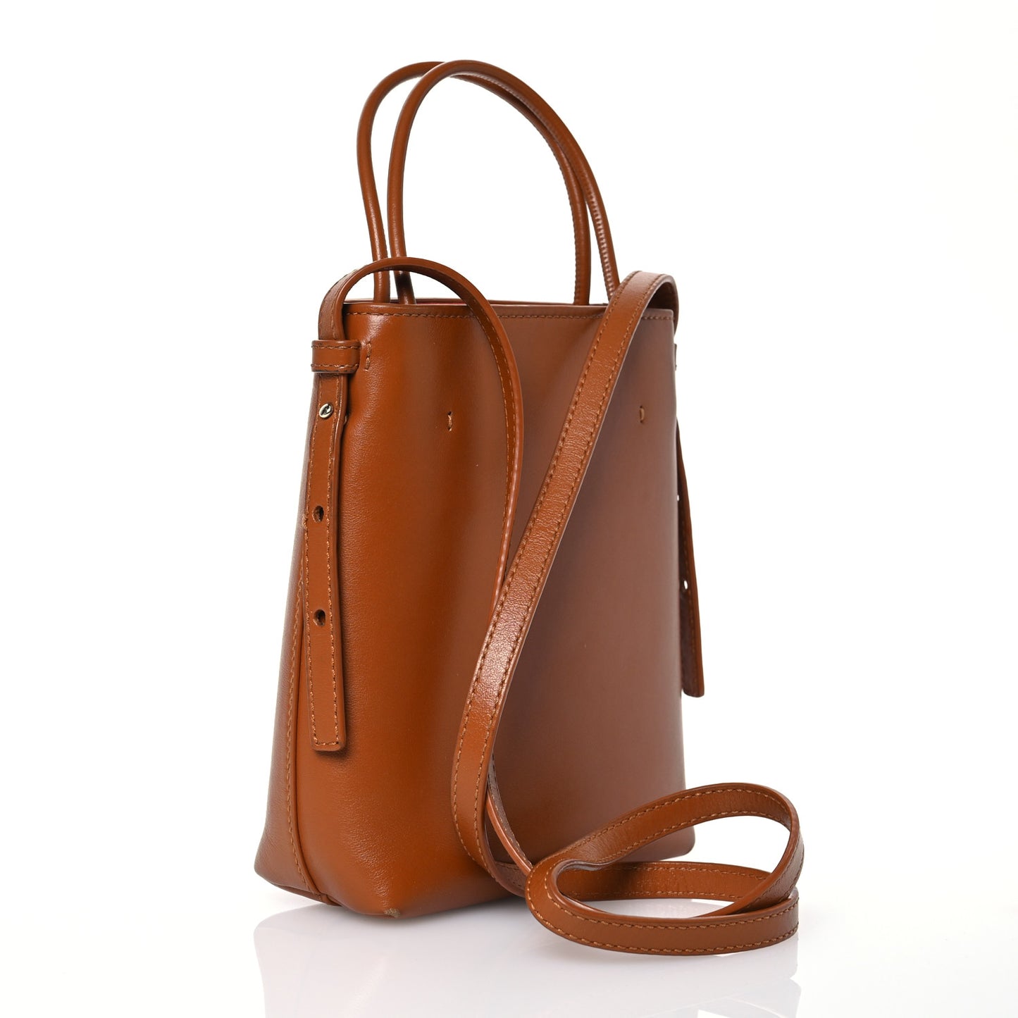 Shiny Calfskin Micro Sense Tote Bag Caramel