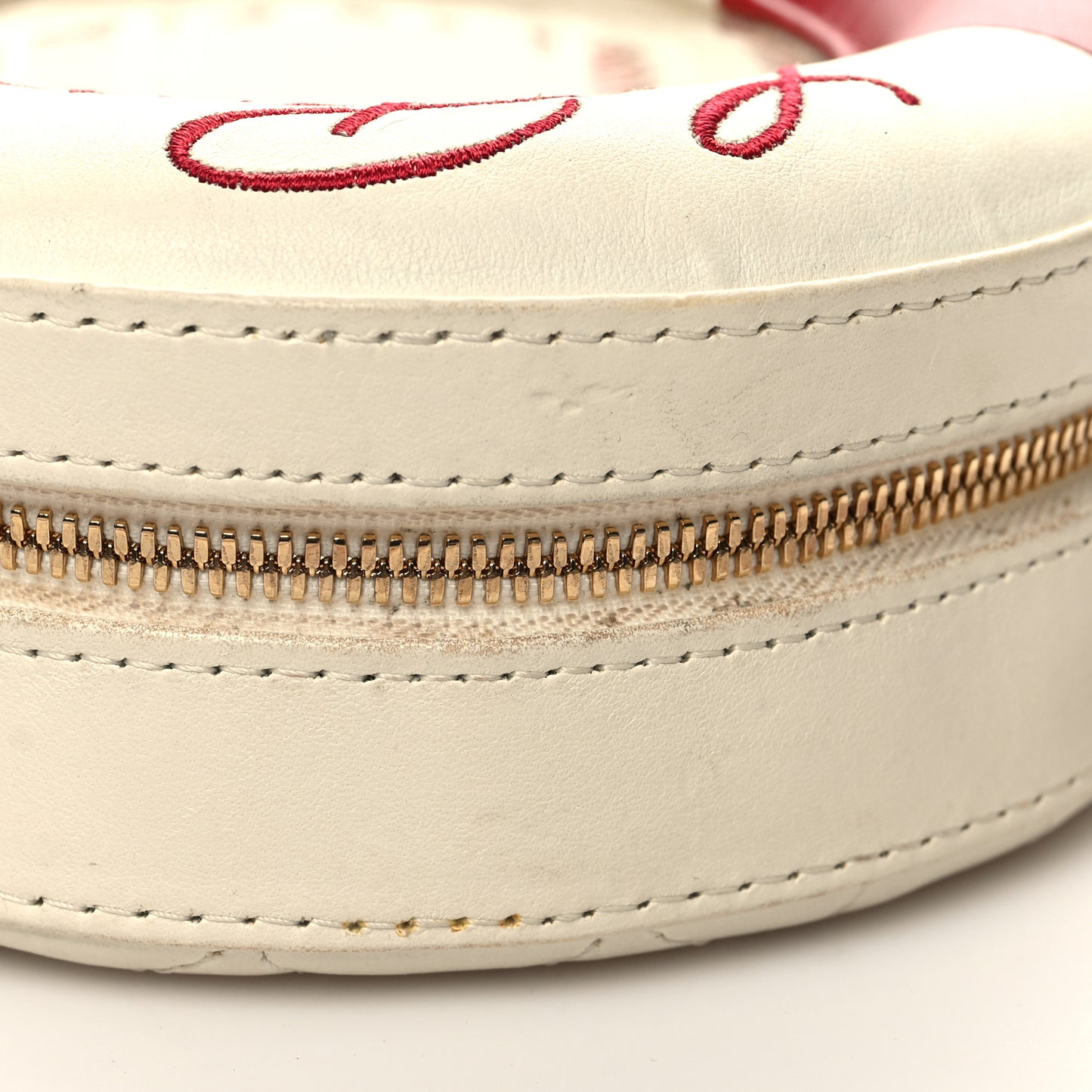 Lambskin Coco Lifesaver Round Bag Red White